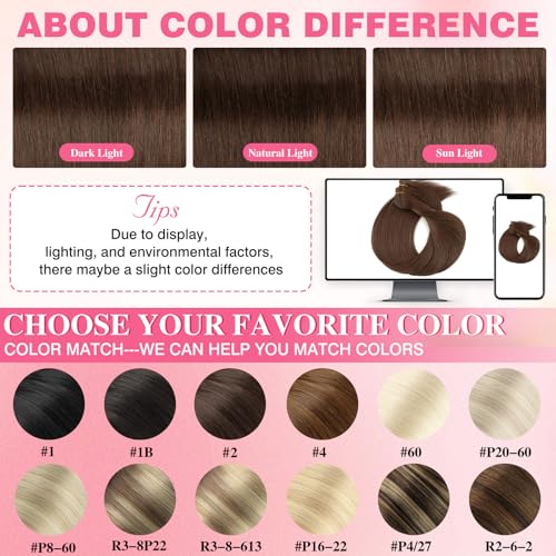 Yuniffe Clip in Hair Extensions Human Hair 14 Inch 120g 8pcs Meduim Brown Hair Extensions Clip in Human Hair Double Weft Silky Straight Human Hair Extensions #4