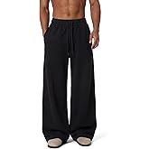 COOLGYM Mens Baggy Sweatpants Wide Leg Lounge Pants Deep Pockets Open Bottom Elastic Drawstring Air Layer No Wrinkle Joggers