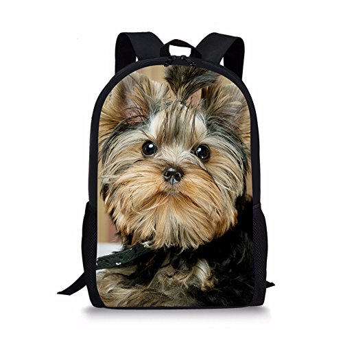Coloranimal Lovely Child School Book Bags Yorkies Pattern Backpacks for Travel
