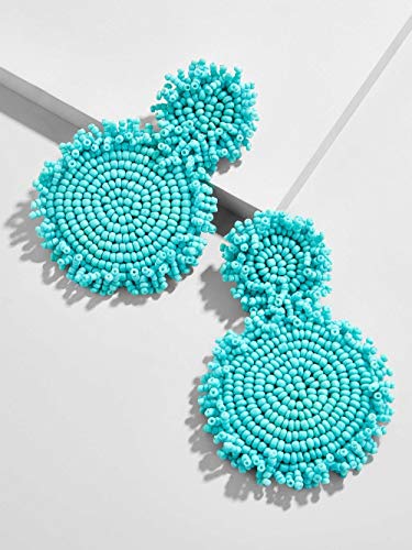 Statement Drop Earrings - Red Bohemian Beaded Round Dangle Earrings Gift for Women