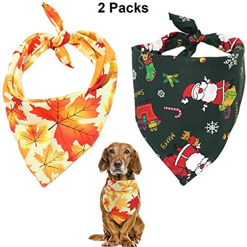 Jashem Christmas Dog Bandana and Thanksgiving Dog Bandanas in One Pack Pet Triangle Bibs Scarf Fit for Large Medium or Small Dog Collar for Holiday Party