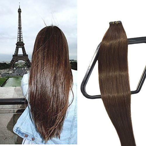 Mario Hair Tape in Human Hair Extensions Medium Brown Double Sided Silky Straight Skin Weft Human Remy Hair