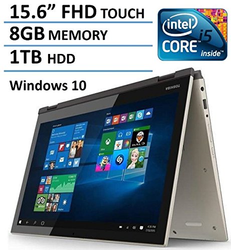 2016 Newest Toshiba Satellite Fusion L55W 2-in-1 15.6" Full HD Touchscreen Laptop PC, Intel i5-5200U, 8GB RAM, 1TB HDD, Backlit Keyboard, Webcam, WIFI, Windows 10, Satin Gold