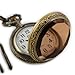 New Mens Stainless Steel Case White Dial Amber Front Antique Pocket Watch with Chain
