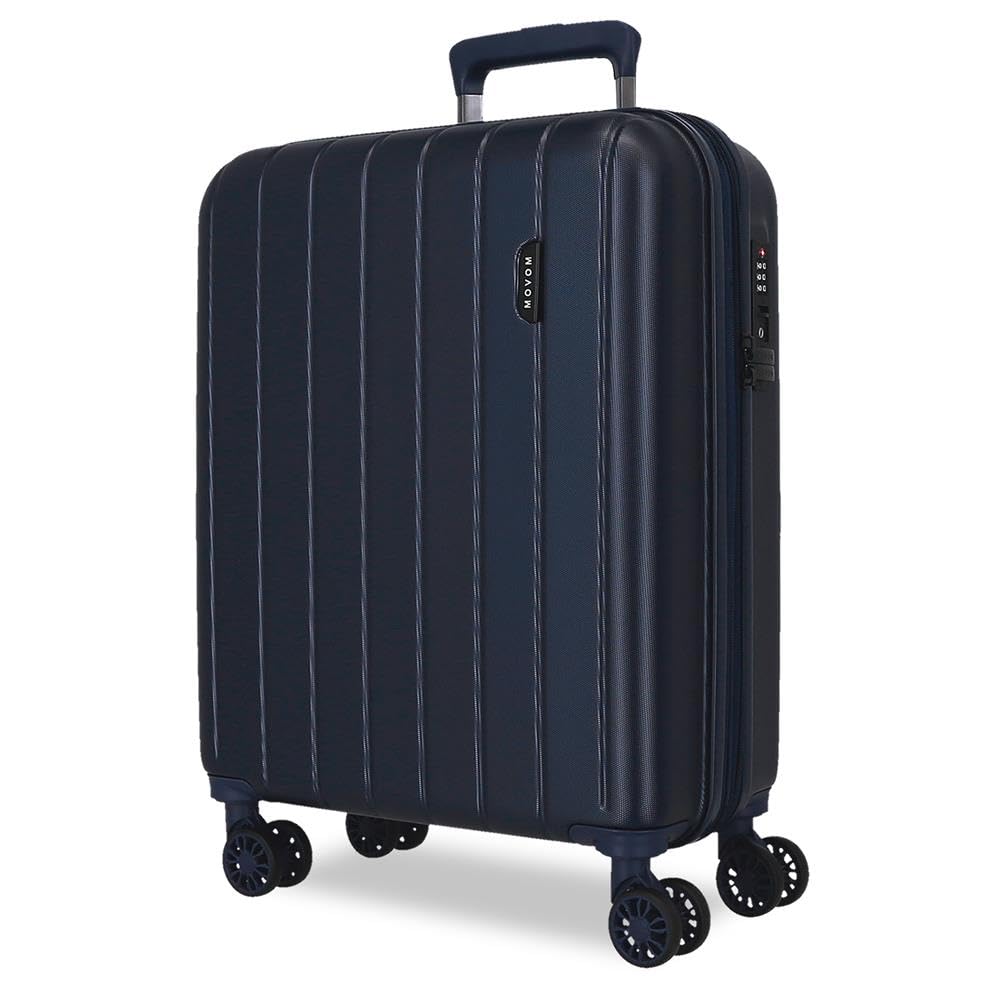 Movom Wood Blue Cabin Suitcase 40 x 55 x 20 cm Rigid ABS TSA Lock 38 Litre 3.2 kg 4 Double Wheels Hand Luggage