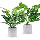 WUKOKU 2pcs Fake Plants 16" Faux Plants Artificial