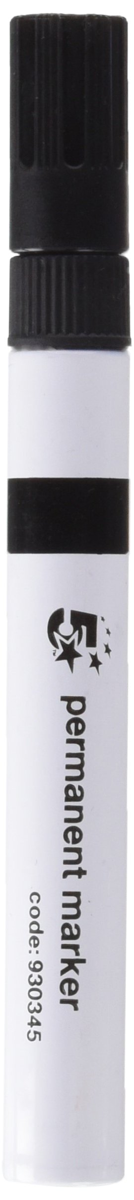 5 Star Permanent Marker Aluminium Barrel Quick-drying Bullet Tip 2mm Line Black [Pack of 12]
