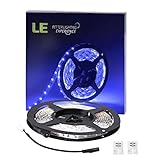 LE 16.4ft LED Flexible Strip Lights, 300 Units SMD 2835 LEDs, 12V DC Non-waterproof, LED ribbon, DIY Indoor Party Christmas Holiday Home Kitchen Car Bar Celebration Decoration (Blue)
