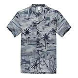 Palm Wave Men's Hawaiian Shirt Aloha Shirt XL Gray Sunset