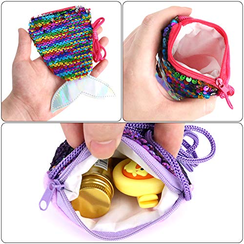 SallyFashion Meerjungfrau Geldbörse, 6 Stück Meerjungfrau Tasche Pailletten Geldbörse Kinder für Geburtstag Geschenk Mitgebsel Party