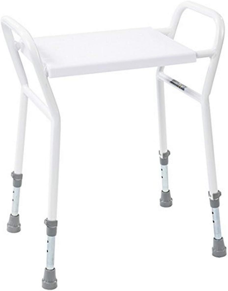 NRS Healthcare Shower Stool with Handles, White, 380 x 280 mm (15 x 11 inches)