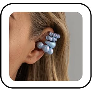 4Pcs Iridescent Beaded Non Piercing Ear Cuffs for Women Chunky Acrylic Round Hoop Statement Earrings Colorful Creative Resin