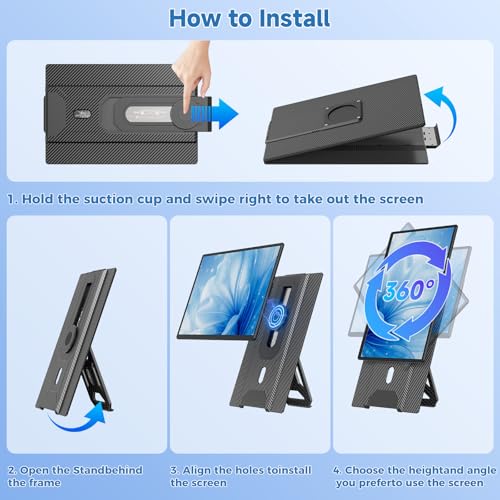 KEFEYA Laptop Screen Extender, 16.1” FHD 1080P IPS Dual Laptop Monitor Extender, Portable Monitor for 13-17.3” Laptops, Plug & Play Dual Screens for Windows/Mac/Android with USB C/HDMI Port