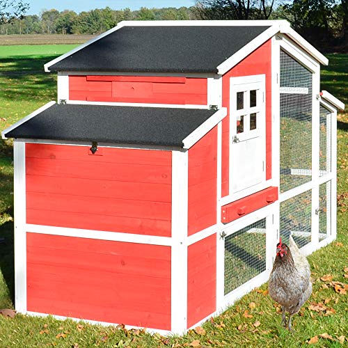 zooprinz hochwertige Hühnervoliere mit Nistkasten im Schwedenstil - aus massivem Vollholz und stabilem Draht…