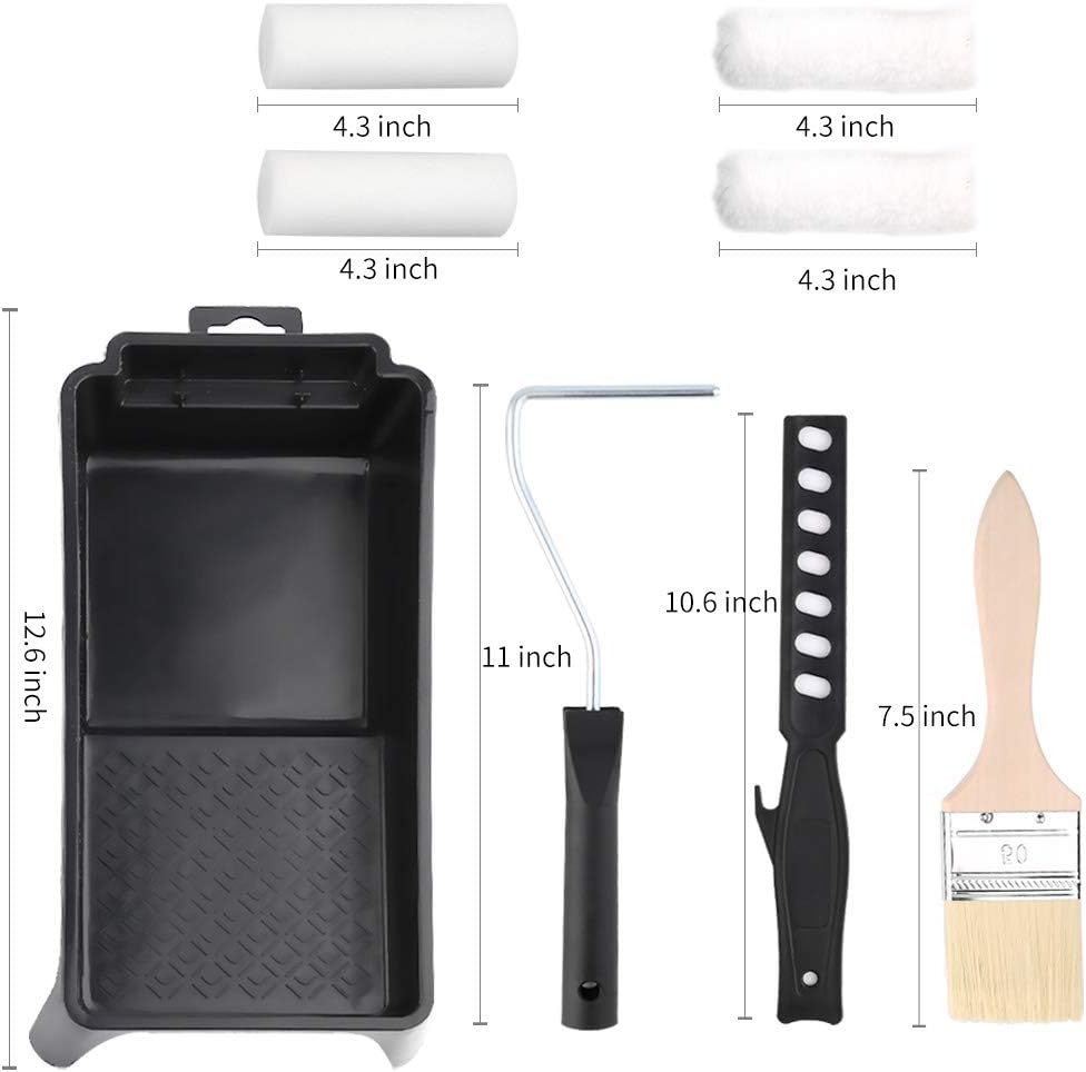 Paint Roller, Paint Tray, 9 PCS Paint Roller kit, House Painting Tray, Paint Roller Frame, Paint Covers, Roller Paint Brush, Painting Tools for Walls - - 