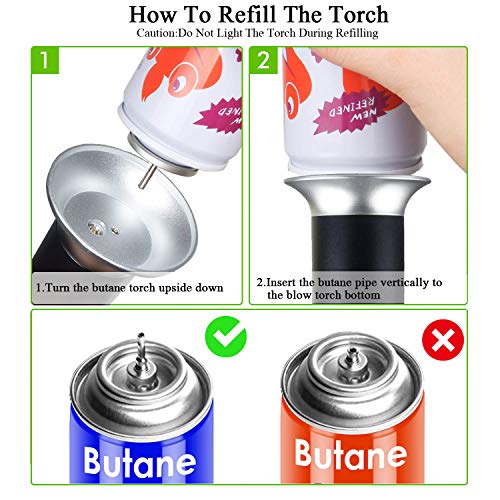 Culinary Kitchen Blow Torch,Chef Cooking Butane Torch Lighter Mini Craft Blowtorch Refillable Adjustable Flame Safety Lock for Creme Brulee/Baking/BBQ/DIY Soldering by SUNRICH(Butane Gas Not Included) - Thumbnail 3