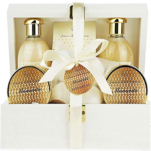 Deluxe Spa Gift Basket, Bath and Body Set for her Birthday Perfect Gift Set For Woman All-Natural Spa Treat Gift Basket (Moments Basket)