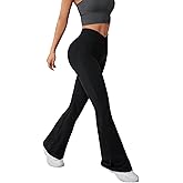 LALA BIRDS Flare High Waisted Yoga Pants, Bell Bottom Leggings with Crossover Waistband Bootcut Pants for Workout Casual (US, Alpha, Medium, Regular, Regular, Black)