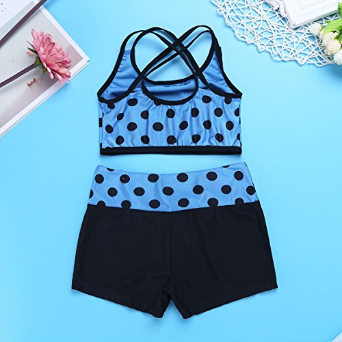 image for YiZYiF Childrens Girl Polka Dot Strappy Top Bra and Shorts set for Swi