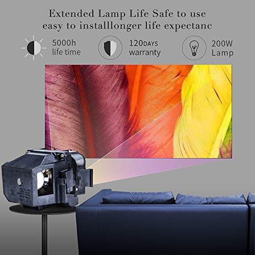 Huaute V13H010L88 / ELPLP88 Replacement Projector Lamp with Housing Compatible with Powerlite Home Cinema 2040 1040 2045 740HD 640 EX3240 EX7240 EX9200 EX5250 EX5240 VS240 VS345 VS340 - Thumbnail 2