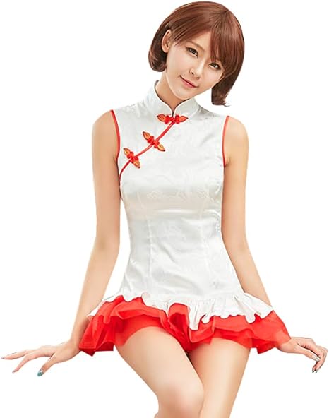 Amazon Anna Mu ハロウィン チャイナ コスプレ ドレス チャイナ服 ミニ コスチューム 仮装 白 ホワイト Z2317 コスプレ 仮装 通販