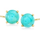 Ross-Simons Turquoise Stud Earrings in 18kt Gold Over Sterling
