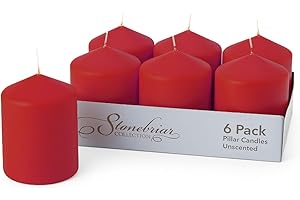 Stonebriar Unscented Pillar Candles – 35 Hour Burn Time, Long-Lasting Wax Candles for Weddings, Holidays, Home Décor & Specia