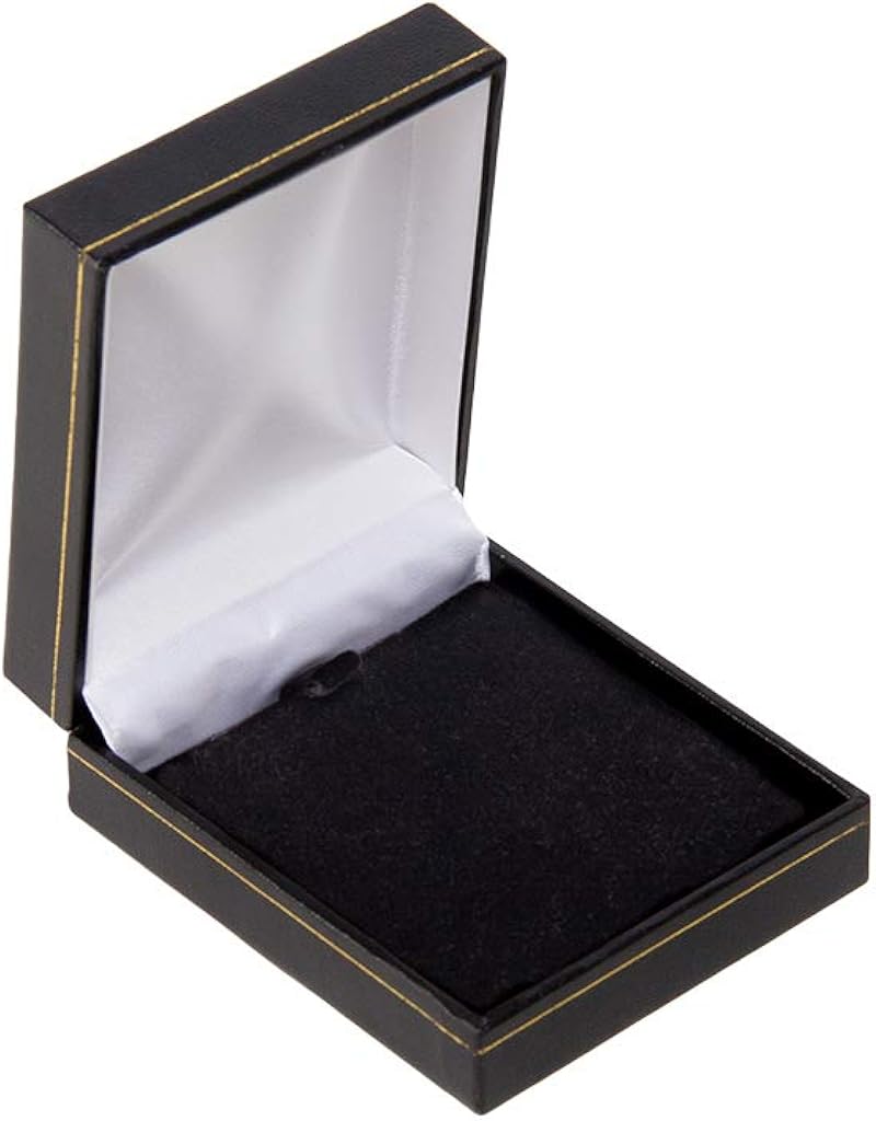 Classic Black Leatherette Pendant Box, Universal Jewellery Box for Birthdays, Proposals, Gifts