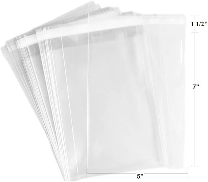 200ct Adhesive Treat Bags 5x7 Clear 1.4 mils Thick Self