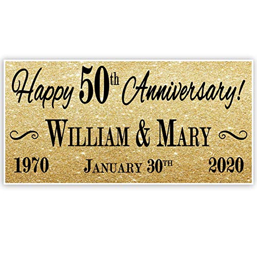 50th Wedding Anniversary Gold Banner Party Decoration