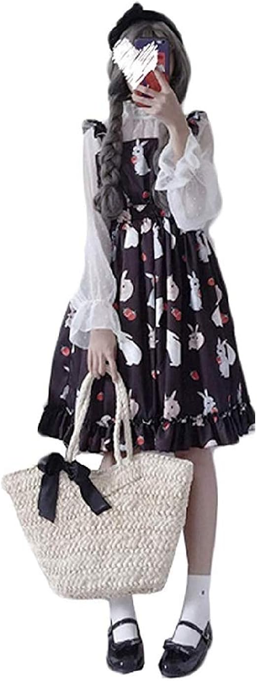 ワンピース 苺 兎 イチゴ ウサギ 上下セット 韓国ファッション 2点セット ロリータ ワンピース チュニック 通販 Amazon