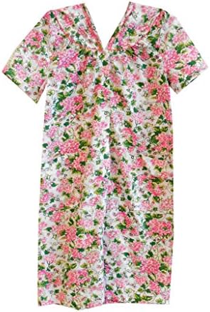 Snap Front Duster Pink/Green 1X