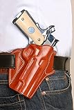 LEATHER PANCAKE OWB HOLSTER FOR 1911 COLT, KIMBER, PARA, SPRINGFIELD, SIG SAUER,RUGER, REMINGTON 1911, (RIGHT HAND DRAW-BROWN COLOR)