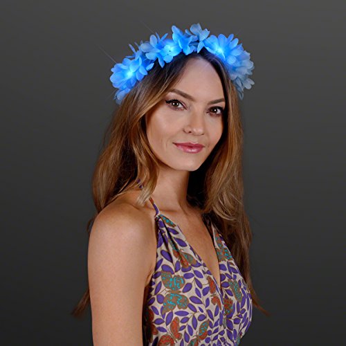 Blue LED Hawaiian Lei Floral Headband Light Up Flower Crown