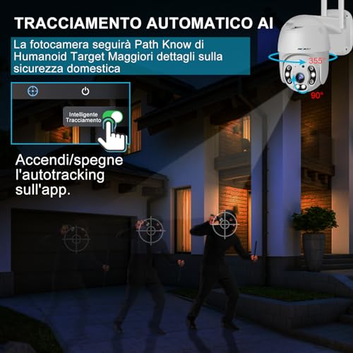 GENBOLT Outdoor Wi-Fi Camera [DC&PoE],2.5K Outdoor Surveillance Camera PoE CCTV IP Security Camera with Color Night Vision, PTZ 4X Digital Zoom, 2-Audio Sound and Light Alarm
