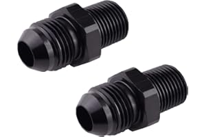 WEDFEIR 6AN Male Flare to 1/4" NPT Pipe Fitting Adapter, 2pcs Aluminum Straight 6AN to 1/4 NPT Adapter for Automotive Replacement Fuel System Fittings. (Black)