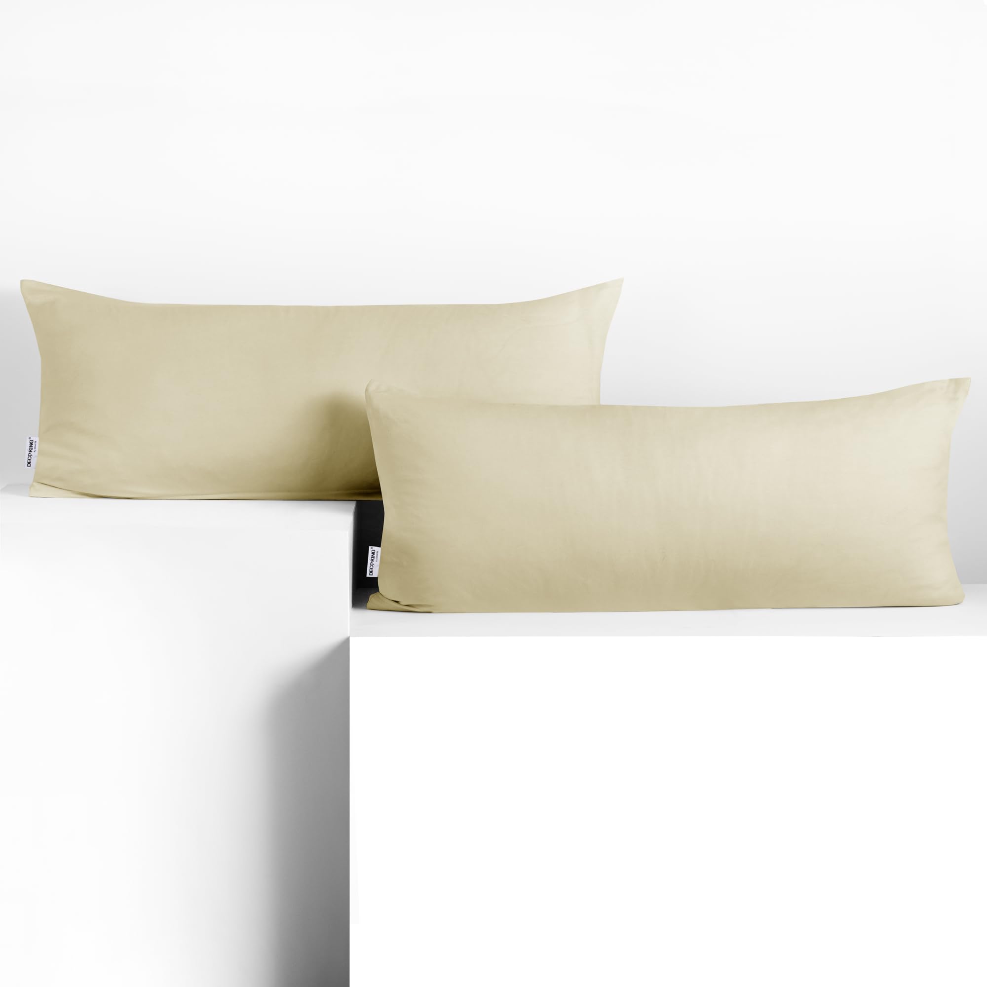 DecoKing 2 Pillowcases 40 x 120 cm Jersey 100% Combed Cotton Zip Beige Amber