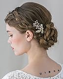 SWEETV Gold Wedding Hairpins Pearl Hair Pins Clip Bridal Jewelry Rhinestone Head Pieces for Women
