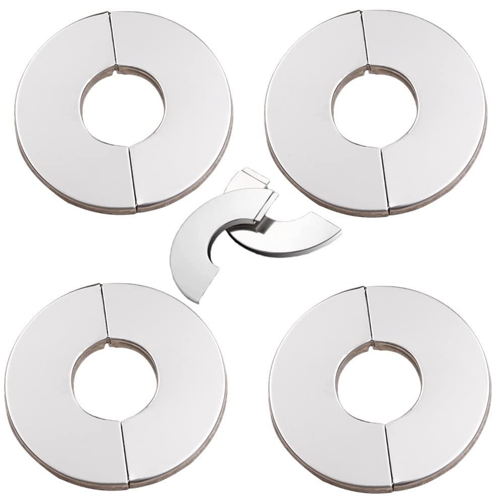 5Pcs Pipe Collars,24mm Pipe Cover Collar Chrome Plated Steel Valve Tall Hole Cover Tap for Sink Basin Drain