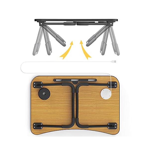 Laptop-Table-with-USB-Ports-Elekin-Laptop-Standing-Desk-for-Bed-Portable-Bed-Tray-Lap-Desk-with-Cup-Holder-for-Writing-Reading-Working-on-BedCouchSofa-with-Little-Gift-Small-Fan-Small-Lamp Laptop Table with USB Ports, Elekin Laptop Standing Desk for Bed, Portable Bed Tray, Lap Desk with Cup Holder for…