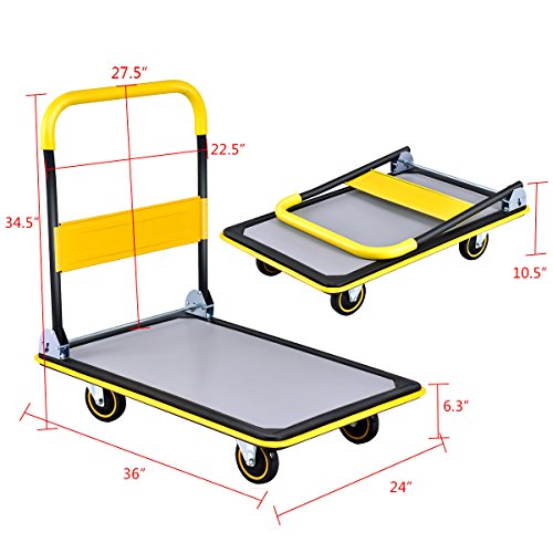 4 Goplus+Folding+Platform+Rolling+Flatbed