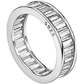 Michooyel Emerald Cut Eternity Ring for Women Channel Setting Wedding Ring Bands Rings Sterling Silver Cubic Zirconia Statement Rings for Women