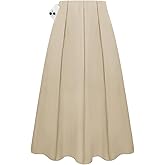 Kate Kasin Women Linen Maxi Skirt, High Waist A Line Skirts with Pockets, Summer Casual Vacation Flowy Long Skirt 2026 Trendy