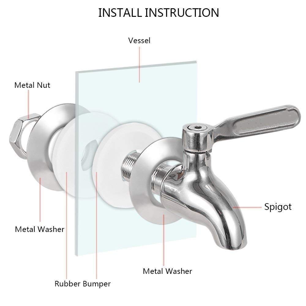 Stainless Steel Beverage Dispenser Replacement Spigot with filter Beer Faucet Fits 5/8 Inch Water Dispenser Wine Tap for Juice Cold Drink Wine Kombucha Tea（Dispenser Replacement Faucet)