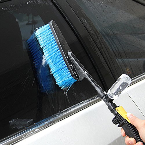 LANGMAN Car Wash Brush Hose Adapter Vehicle Truck Cleaning Water Spray Nozzle Car Care Off Switch for Maximum Cleaning (Blue)