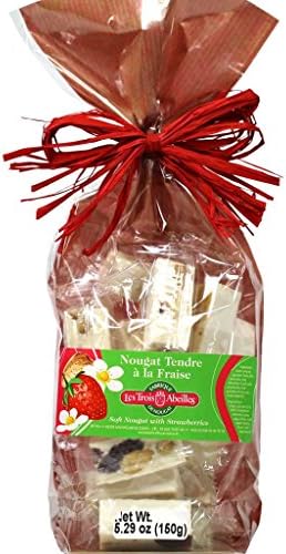 Trois Abeilles - Soft Nougat with Strawberries & Almonds, 150g Bag