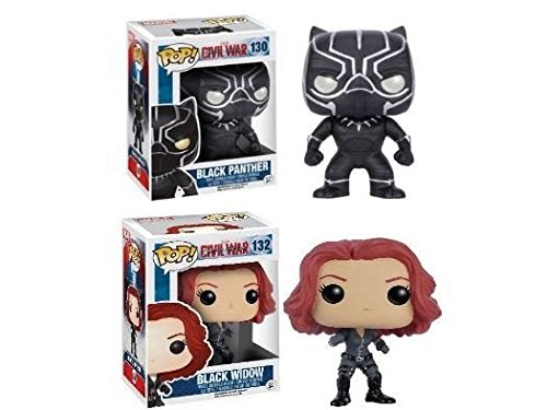 Funko POP! Captain America: Black Panther + Black Widow - Vinyl Bobble-Head Figure Set NEW