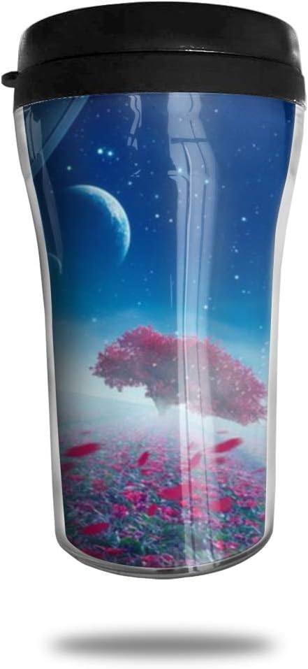 Outer Space Rose Tree Mini Coffee Cup Travel Mug Insulated Tumbler Water Bottle 8.5 Oz