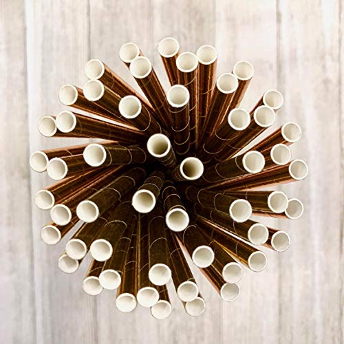 Gold Foil Paper Straws - 7.75 Inches - Pack of 100 - Outside the Box Papers Brand