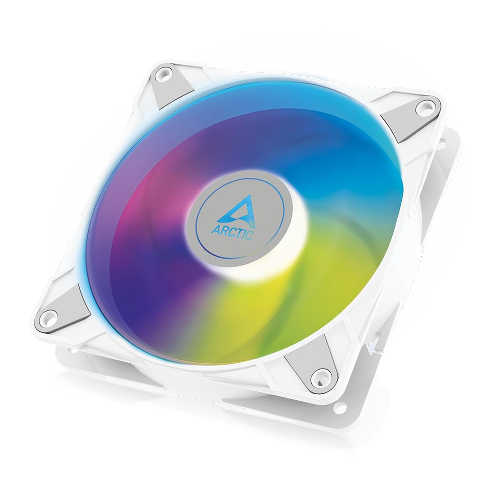 ARCTIC P12 PWM PST A-RGB - PC Fan, 120mm Fan, PC Case Fan, Optimized for static pressure, Semi-passive: 200-2000 rpm (0 rpm <5%), 5V 3 pin ARGB LED, single fan - White